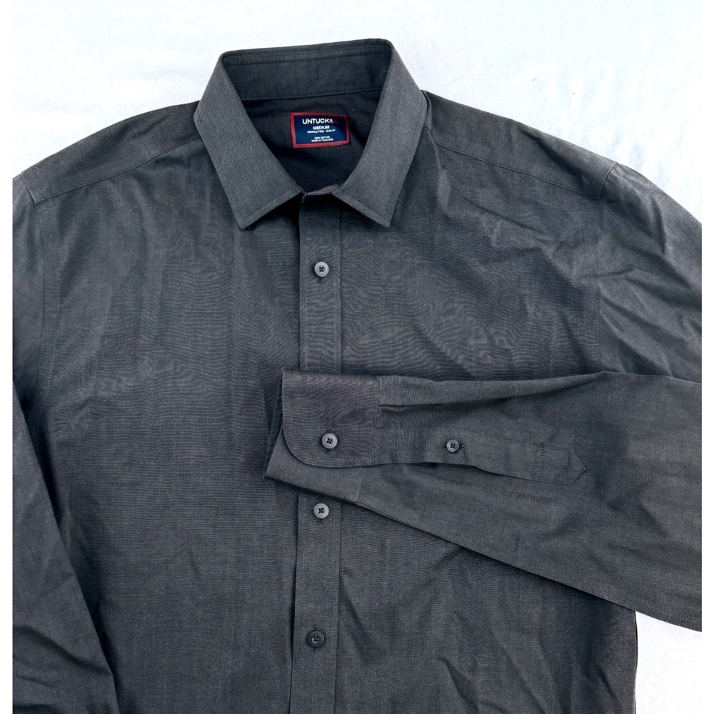 UNTUCKit Black Stone Wrinkle Free Slim Fit Button Down Shirt Mens Medium 31360
